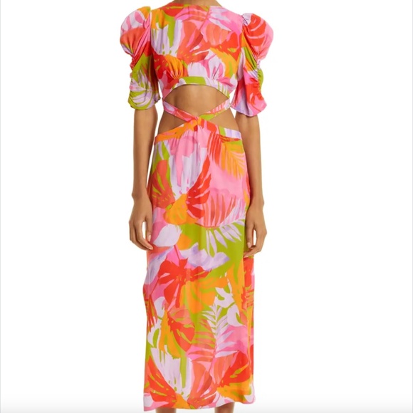 NWT FARM Rio Colorful Leaves Midi Dress is sizes XS and XL! - Picture 1 of 8